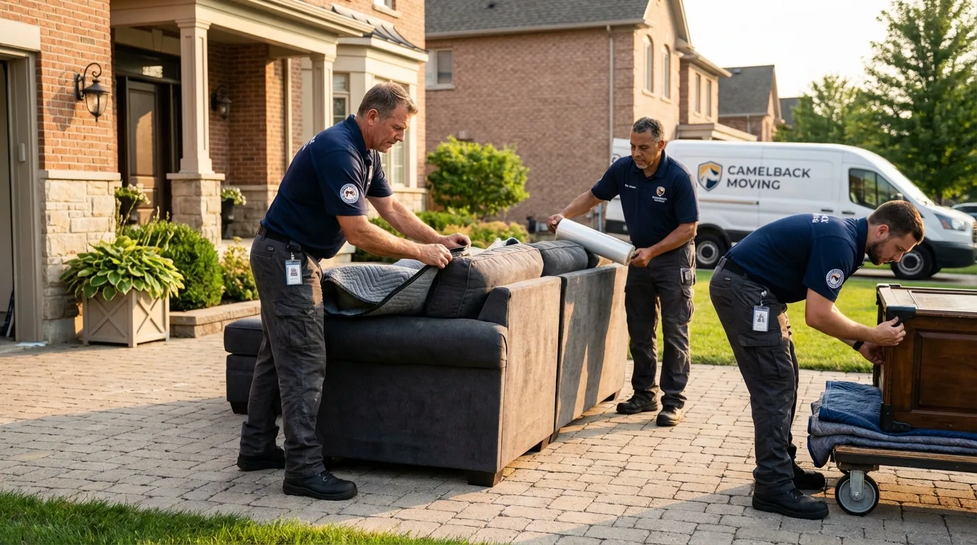 Large estate moving crew wrapping furniture in Schaumburg, IL