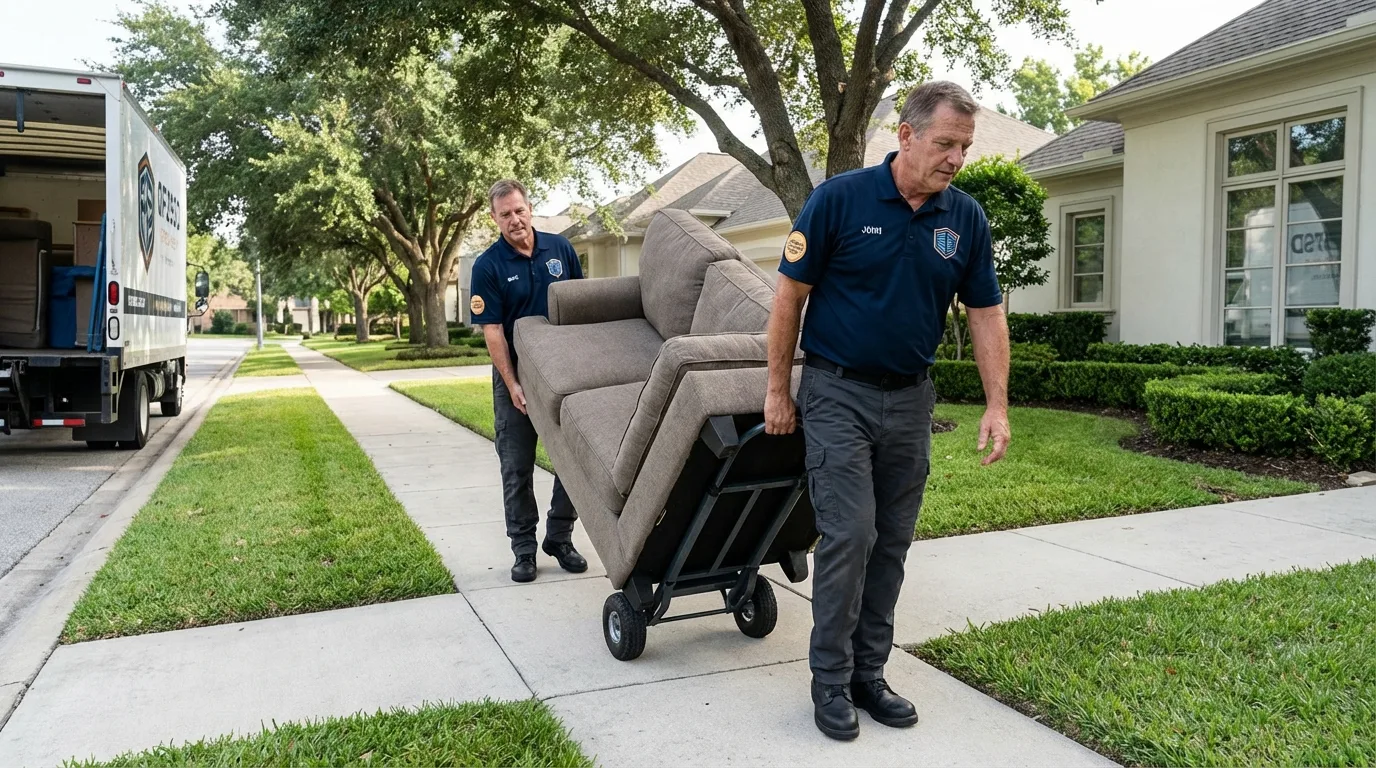 Local residential moving crew loading furniture in Schaumburg, IL